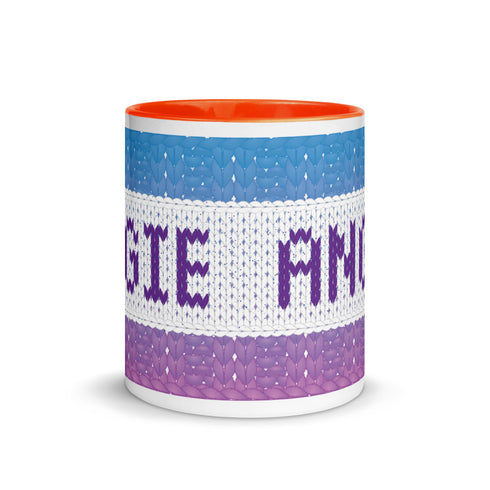 Personalized Knitting Mug with Color Inside, Yarn Lover Gift, Fair Isle Name Mug, Mug for Knitter, Cute knitting mug, knit coffee cup,